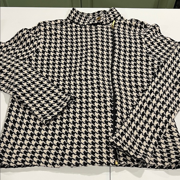 Chaps Sweaters - Chaps - xl, black and beige, Houndstooth Sweater Jacket